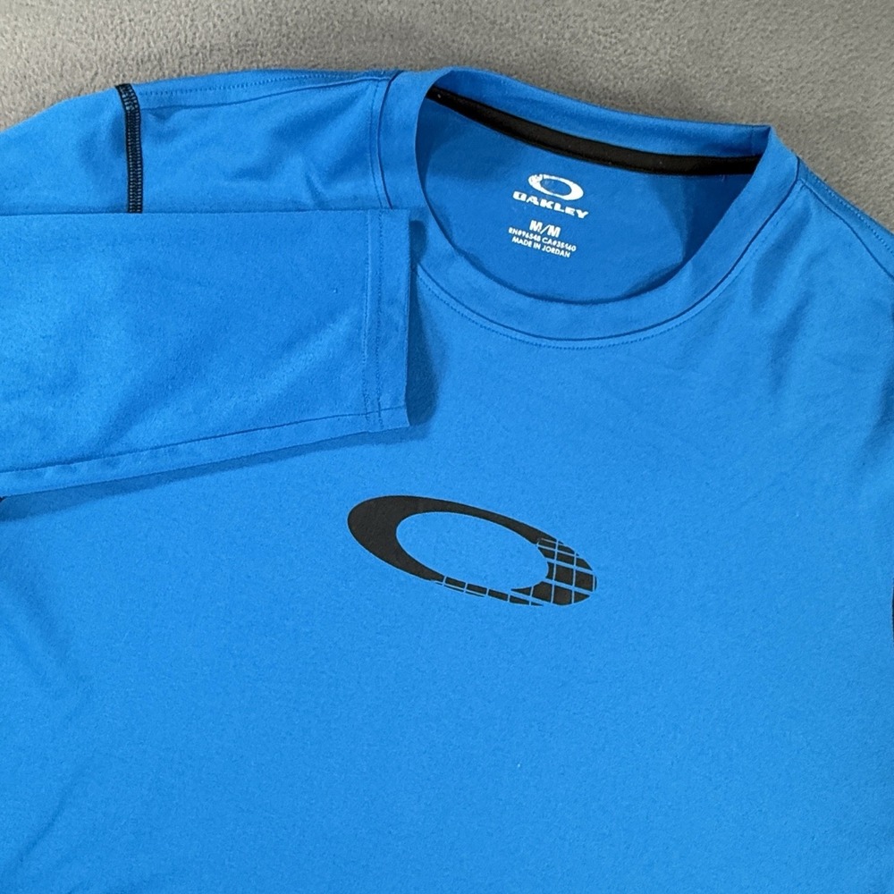 Oakley Mens Long Sleeve T-Shirt Blue Performance Logo Training Shirt Size M